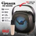 Bluetooth Speaker With FREE Wireless Microphone - Rechargeable- Portable Big Sound System Loud Speaker with Mic High Stereo Bass & Woofer Home MP3 Player Mobile Speaker for PC Computer & Laptop Support USB, SD Card, FM Radio. 