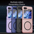 For Samsung Galaxy Z Flip 5 Case Shockproof Scrub Matte Suction Ring Soft Edge Silicone Frame Hard Clear Back Cover for Samsung Galaxy Z Flip5 Phone Cases. 