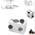 Aluminum heat block 20x16x12 E3D V6. 