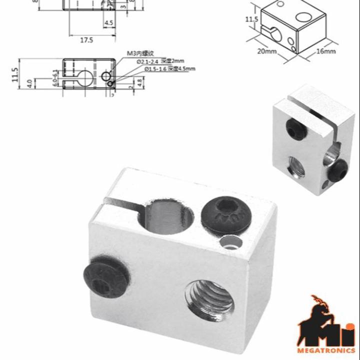 Aluminum heat block 20x16x12 E3D V6