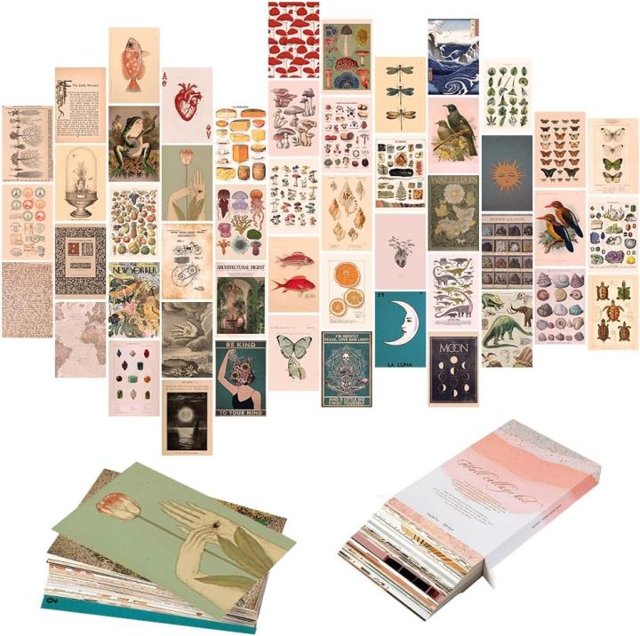 50PCS Vintage Wall Collage Kit Aesthetic Pictures Room Decor for Bedroom Aesthetic , Wall Art