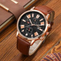 LIANDU Men Watch with 3 pcs Bracelets Set PU Leather Band Quartz Wristwatch Fashion Wristwatches. 