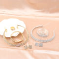 【Hot demand】4Pcs/set Bridal Jewelry Set Necklace Bracelets Ring Earrings Set Super Gorgeous Luxury Shiny Fashion Jewelry Party Gift Qoddess.