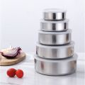 5pc Set Stainless Steel Bowl with Lid Kitchen Refrigerator Food Storage Mixing Bowls Sealed. 