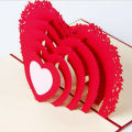 3D pop up heart laser cut greeting post cards for Valentine's Day vintage with envelope thank you Love in the Heart RXC0016. 