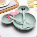 Fadi. Mickey Mouse Kids Plate Baby Food Bowl Set Plastic Wheat Tableware Rice Feeding Bowl. 