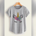 T Shirt For Girls new and stylish design unicorn Printed Summer Collection Shirt Round Neck Half Sleeves. 