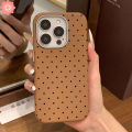 Fashion Cute Wave Point Dot Funny DIY 3D Doll Cat Couples Case Compatible for IPhone 16 11 15 14 13 12 Pro Max XS XR X 14 16 15 Plus Max Luxury Leather Texture Soft Case. 