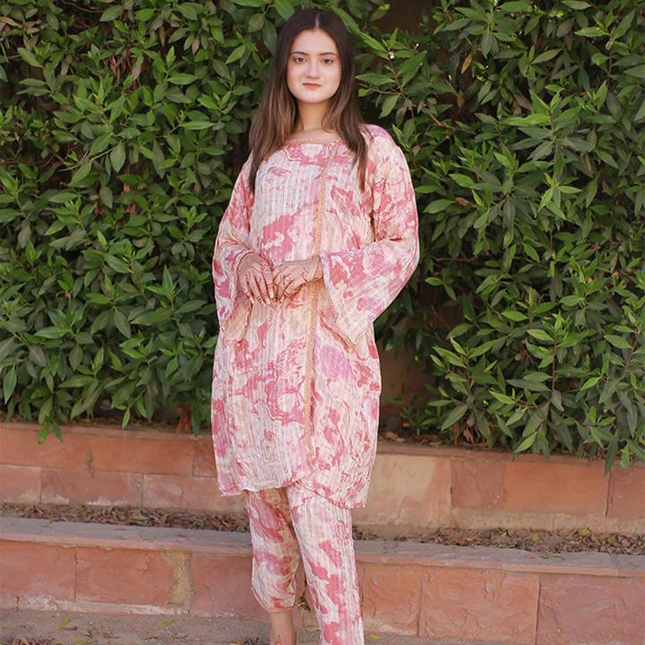 CBZ- 2 Pieces Lace Style Linen Dress