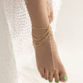 Carat Ankle Bracelet Toe Ring Set Faux Crystal Sweet Layered Vintage Leg Bracelet. 