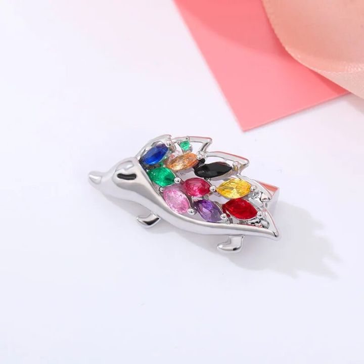 【Heartbeat Girl Store】Enamel Zirconia Hedgehog Brooches Collar Pins For Women and Men Unisex Cute Animal Design Kids Gift Bijoux