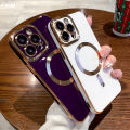 For iPhone 15 Pro Max Luxury Magsafe Magnetic Square Plating Frame Phone Case For iPhone 11 12 13 14 Plus Lens Protective Cover. 