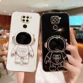 COROGI for Xiaomi Redmi Note 9 Back Cover with Astronaut Folding Bracket Luxury 6D Plating Frame Stand Cases Shiny Square Soft Silicone Phone Case. 