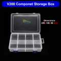 Transparent Plastic Tool Box V-200 Component Box Parts Box 8 Sections Adjustable Tray Storage Box for Stationery , Tools and Crafts by Electrica. 