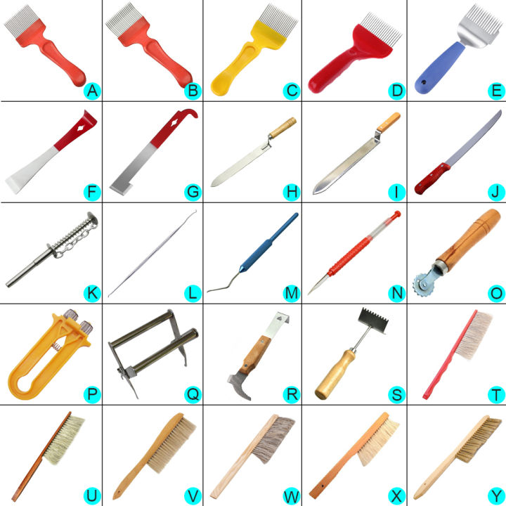 Beekeeping Multifunction Bee Tool Kit Stainless Steel Thumb Pin Type Honey Valve Shovel Hive Scraper Wood Brush Wasp Sweep