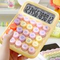 Colorful Desktop Calculator, Cute Electronic Calculator 12 Digit Large LCD Display, Typewriter-Inspired Big Round Buttons Mechanical Key Calculator for Office School Student Home (Blue+Purple) - 1 Piece. 