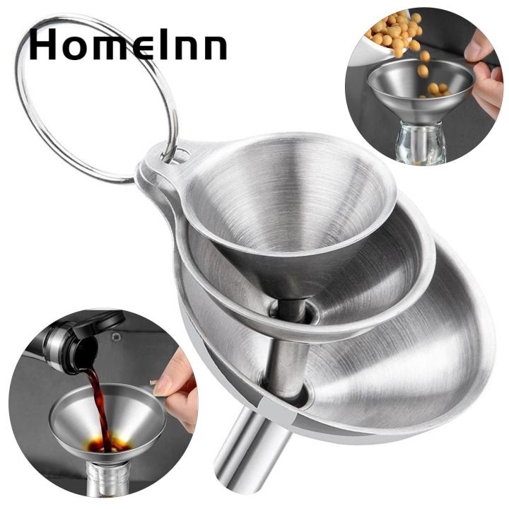 Stainless Steel Funnel Stainless Steel Hangable Funnel Set Versatile Liquid Funnel with Cleaning Brush for Home Kitchen Southeast Asian Buyers' Choice Food Funnel