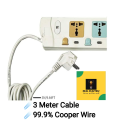 High Quality Extension Lead/Wire 5 Way Sockets  With 3 Meter (99.9% cooper wire) Cable ⋮ 2800 Watts ⋮  Heavy Duty Extension⋮ Model  EHT- 158. 