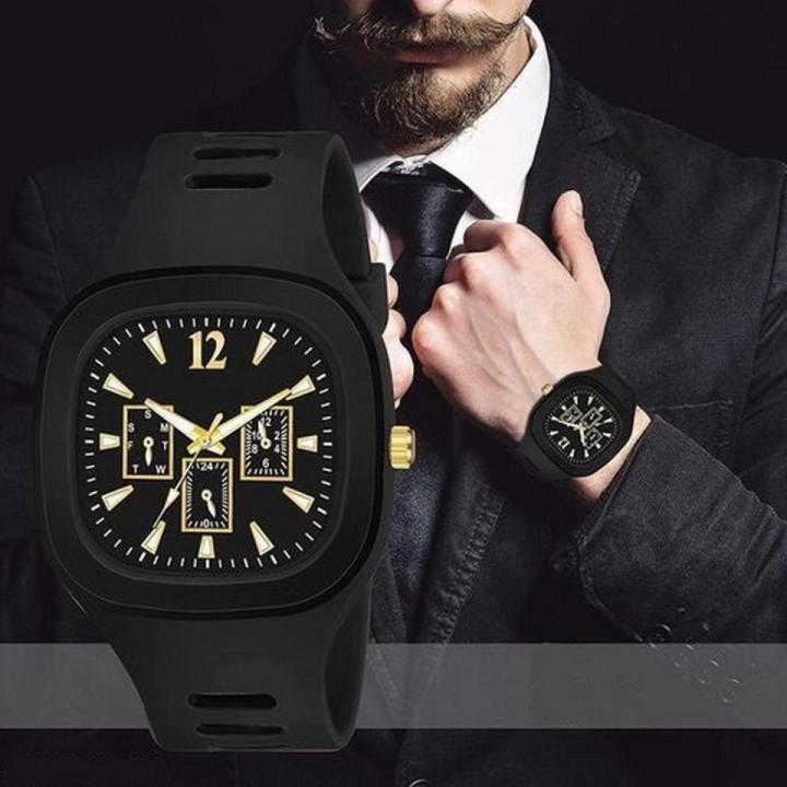 Stylish Square Dial Smooth Silicon Straps Casual Watch Stylish Analog Watch for Boys Men's in High Quality Black