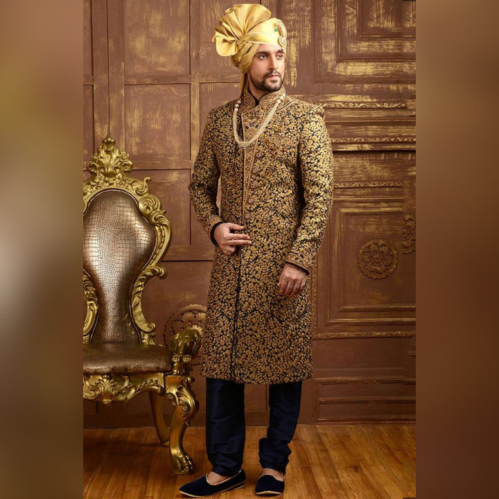 Groom Sherwani #KFS-01 Wedding Groom Dress Pakistani Wedding Dress For Groom Hand Embroidered Sherwani Ethnic Wear For Men