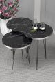 1 PCS / SET OF 3 ROUND COFFEE TABLE HIGH GLOSS NESTING END TABLES - ROUND WOOD STACKING COFFEE SIDE ACCENT TABLES WITH METAL LEGS FOR LIVING ROOM, HOME OFFICE, NIGHTSTANDS FOR BEDROOM, STURDY EASY ASSEMBLY - 3 PIECE NESTING TABLE SET FOR LIVING ROOM. 
