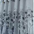 Floral Window Curtains Panel Net Drape Balcony Office Decor Grey w/ beads. 