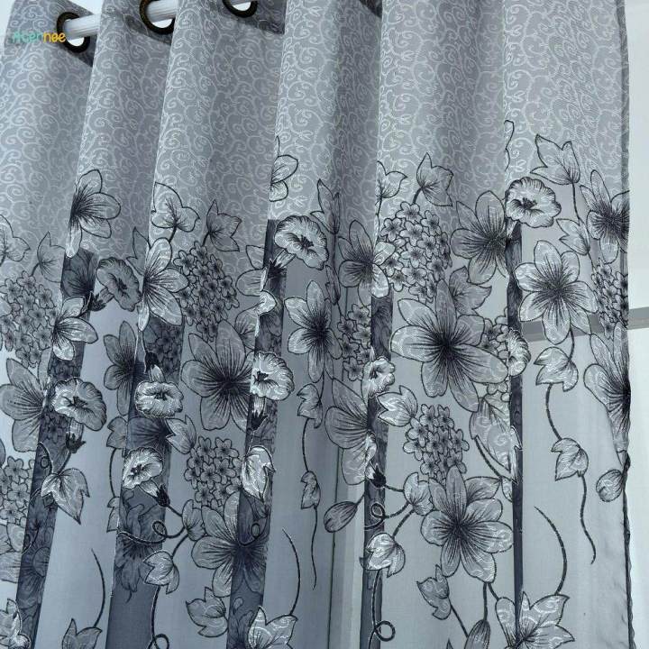 Floral%20Window%20Curtains%20Panel%20Net%20Drape%20Balcony%20Office%20Decor%20Grey%20w/%20beads%20-%20Image%206