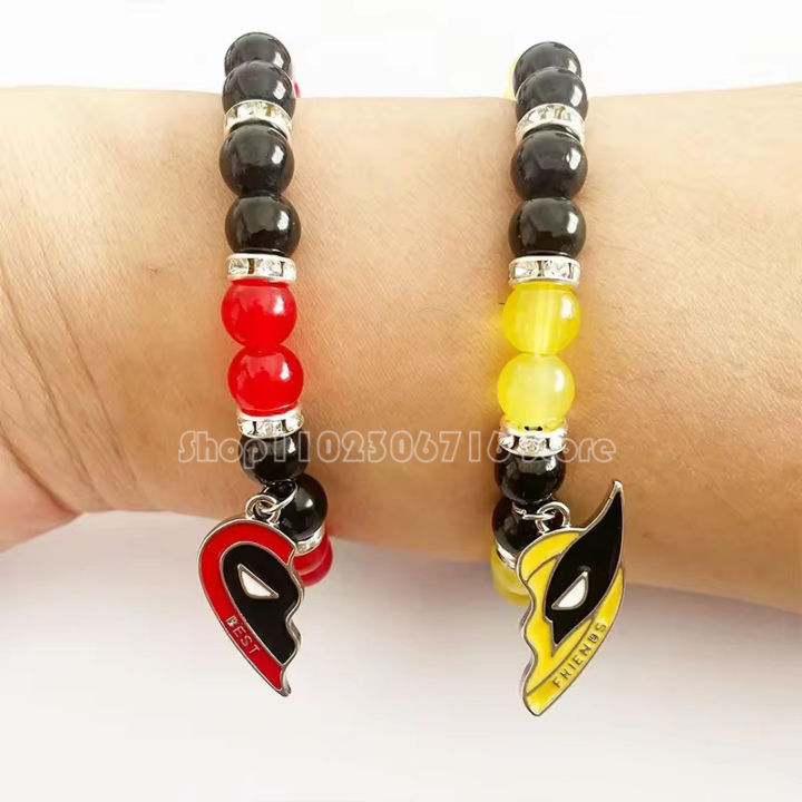 1 Pair Deadpool Wolverine Bracelet Best Friend Love Pendant Anime Cartoon Fashion Cool Lucky Friendship Couple Bracelet Gift