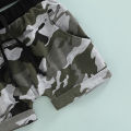 Baby Boy Shorts Set Letter Sleeveless Round Neck Vest + Camouflage High Waist Shorts Summer Cute Two-Piece Set. 