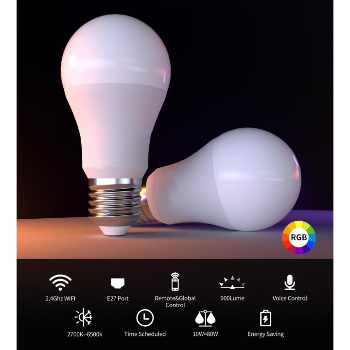 Fitop Smart Bulbs, WiFi LED Smart Light Bulb, RGBCW Color Changing Alexa Smart Bulb B22 10W 900LM,2Pack