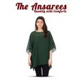 The Ansarees - Chiffon Poncho for Women - Chiffon Caftan Poncho Tunic Top - Green. 