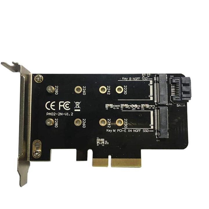 Dual M.2 PCI-E Adapter, M2 SSD NVME (M key) or SATA (B key) 2280 2260 2242 2230 to PCI-e x4 Expansion Card With Low Profile Bracket