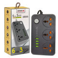 SpeedX603PU Multi Power Strip Plug Extension Board with 4 USB Ports + 3 Sockets + 1 Type C Charging Universal Travel Charging Adapter Surge Protector Speed-X 603PU POWER UNIVERSAL TRAVEL 3SOCKET+4USB+1Type-C. 