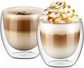 Echou Double Wall glass 250ml Coffee Tea Multiple uses Double Wall glass Thermal insulated Borosilicate glass. 