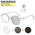 Myoia Glasses Against Blue Ray Photochromic Prescription -0.5 TO -10 Women Men Transparent Frame Nearsighted For Cylinder F211. 