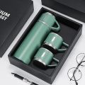 Stainless Steel Coffee Thermos Vacuum Flask Set, Insulated Water Bottle with Three Cup for Hot and Cold Drinks. 