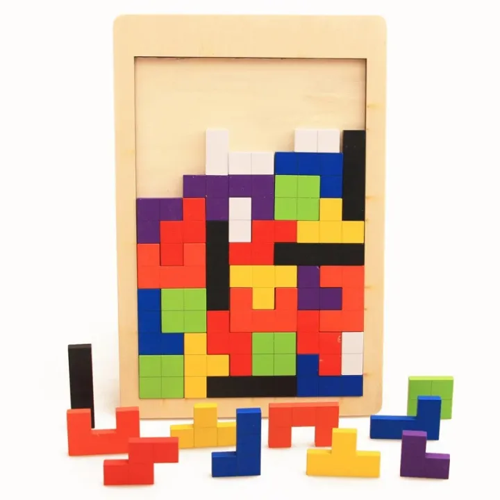 Colorful Wooden Tangram Puzzle for Kids – Montessori Educational Brain ...