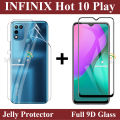 Infinix Hot 10 Play 9D Glass Protector Tempered Glass Edge To Edge + Back Jelly Protector Poly Transparent Edge To Edge Sides Coverage For Infinix Hot 10 Play. 