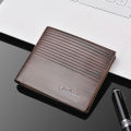 Superman Ruoias Fashion Geometry Stripe Embossing Leather Wallet Two-fold Leather Multiple Card Slots Card Holder Coin Purse. 