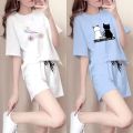 Pajamas ladies summer short-sleeved suit thin cotton loose casual home wear. 
