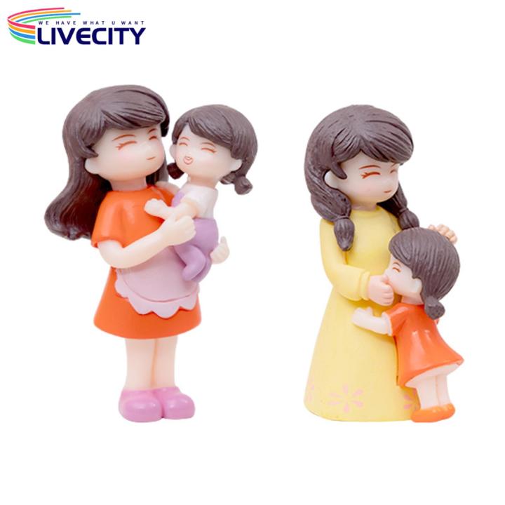 Mother Daughter Sculpture Miniature Mother Daughter Figures for Diy Fairy Garden Decor Perfect Gift for Mom/mother's Day Buyers' Favorite Loving Relationship Figurine
