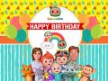 Cocomelon Backdrop for Birthday Theme, Happy Birthday Party Decoration for Boys and Girls. 