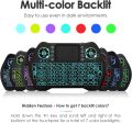 Wireless Keyboard Remote Control with Touchpad Mouse Combo, 7-colors Backlit Rechargeable Portable Keyboard for Android TV Box, Smart TV, PC, Windows, HTPC, Laptop Wireless Mini Keyboards. 