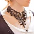 Black Lace Gothic Retro Statement Pendant Necklaces for Women Choker Necklaces Jewelry. 