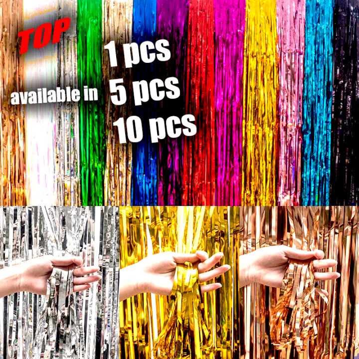 Premium Quality Metallic Backdrop Foil Fringe Curtains Tinsel Foil Fringe Backdrop Curtains, Tinsel Streamers , Fringe for Happy Birthday Wedding Anniversary Ceremony Bridal and Baby Shower and Event Decoration Bachelorette Party Supplies