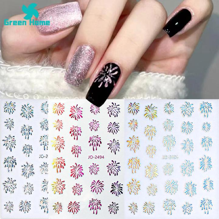 Nail Art Stickers Colorful Gradient Nail Stickers Long-lasting Holographic Sparklers for Stunning Nail Art 6 Sheets Gradient Nail Decals