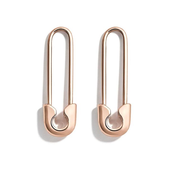 Minimalist Safety Pin Cartilage Sterling Silver Big Hoop Earrings for Women Girls Elegant Dangle Drop 37mm