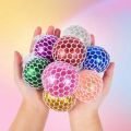 PACK 1/2/4 Pcs- Squeeze Mesh Ball- Glitter Squeeze Grape Ball Water Ball Venting Toys for Adults and Children-  Grape Balls Squeeze Grape Ball. 