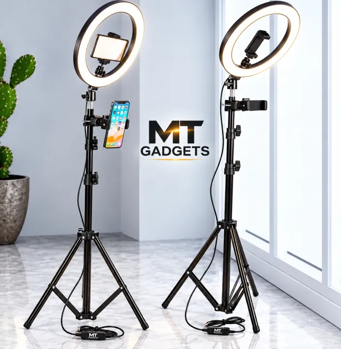 Premium%2026cm%20Ring%20Light%20with%20Tripod%20Stand%20and%20Phone%20Holder,%20Pannel%20Light%207ft%20Tri-Pod,%20Adjustable%203%20Modes,%20New%20-%20Photography%20&%20Studio%20Lighting%20Accessory%20-%20Image%209