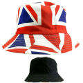 Queen's Hats Men Women British Bucket Hat Union Jack Reversible. 